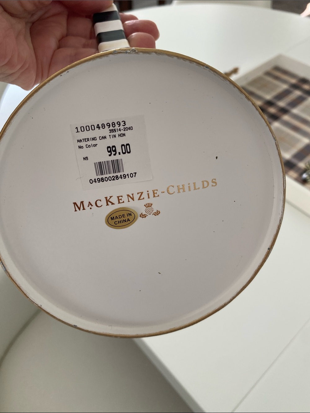 McKenzie Childs Honeycomb Bee Tin Watering Can-courtly stripeSold Out 🐝Pretty - Picture 6 of 8